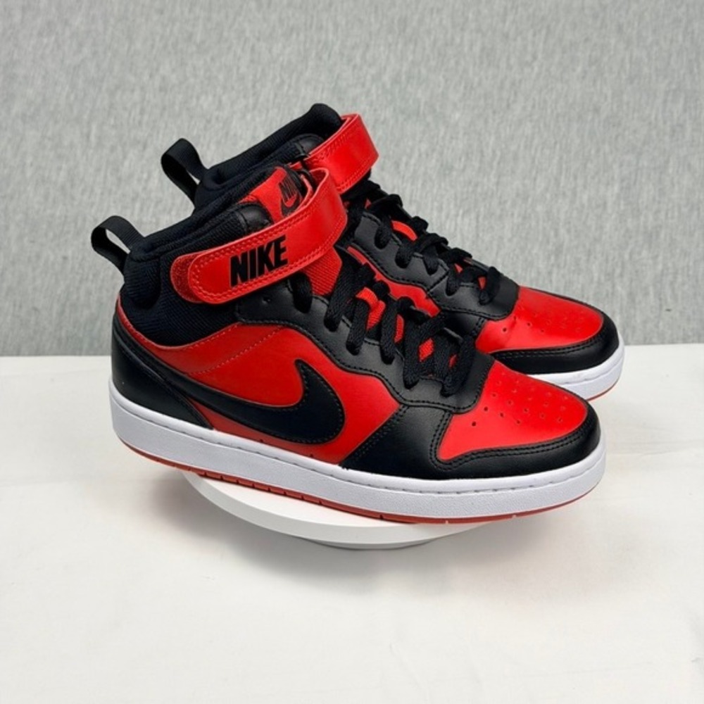 Nike Court Borough Mid 2 GS Bred Red Black Sneakers CD7782-602 Size 5Y BNIB - Picture 3 of 11